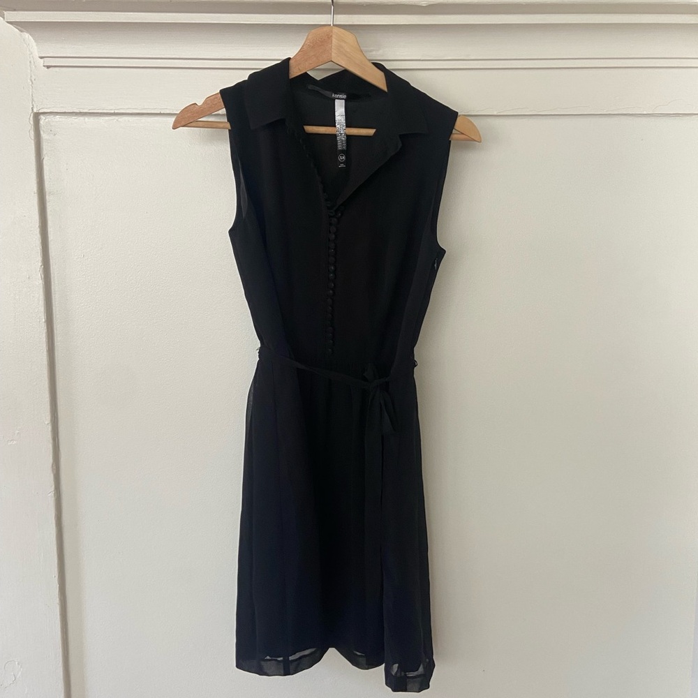Kensie Black Sheath Mini Dress with Notched Collar